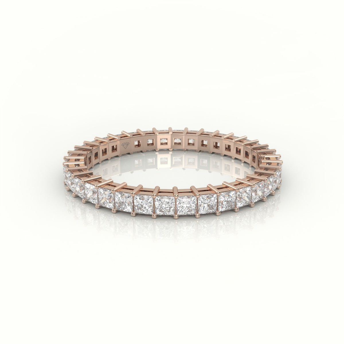 Princess Cut Diamond Bar Setting Eternity Wedding Band — Rose Gold
