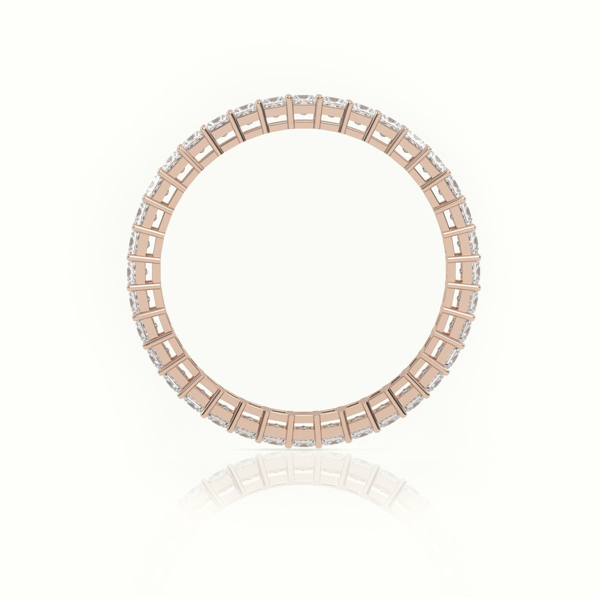 Princess Cut Diamond Bar Setting Eternity Wedding Band — Rose Gold