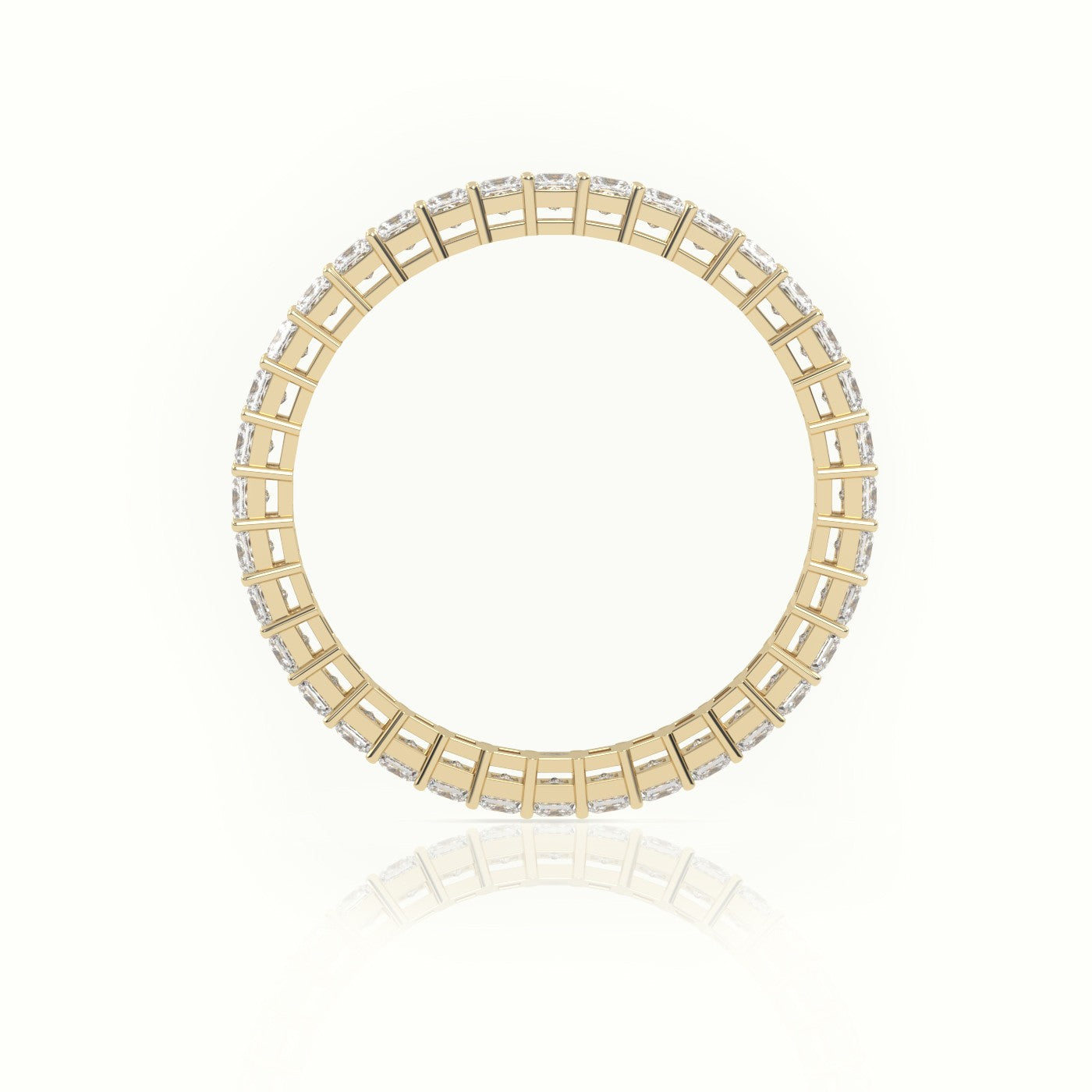 Princess Cut Diamond Bar Setting Eternity Wedding Band — Yellow Gold
