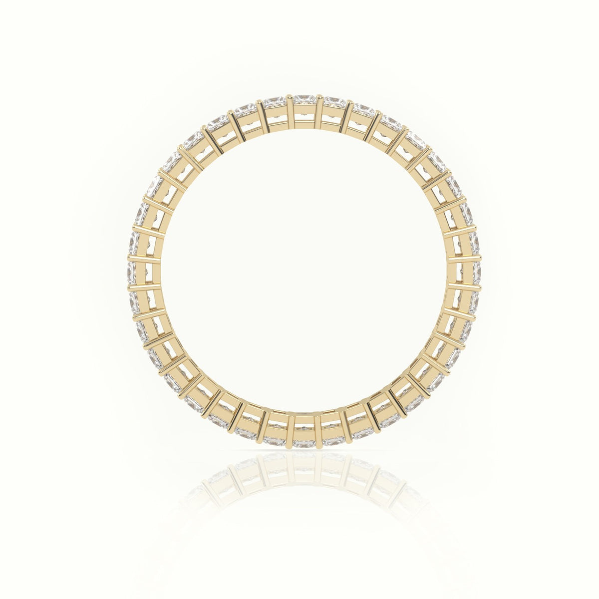 Princess Cut Diamond Bar Setting Eternity Wedding Band — Yellow Gold