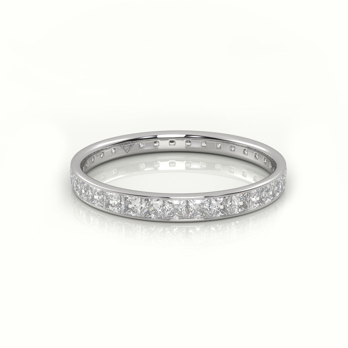 Princess Cut Diamond Channel Setting Eternity Wedding Band — White Gold