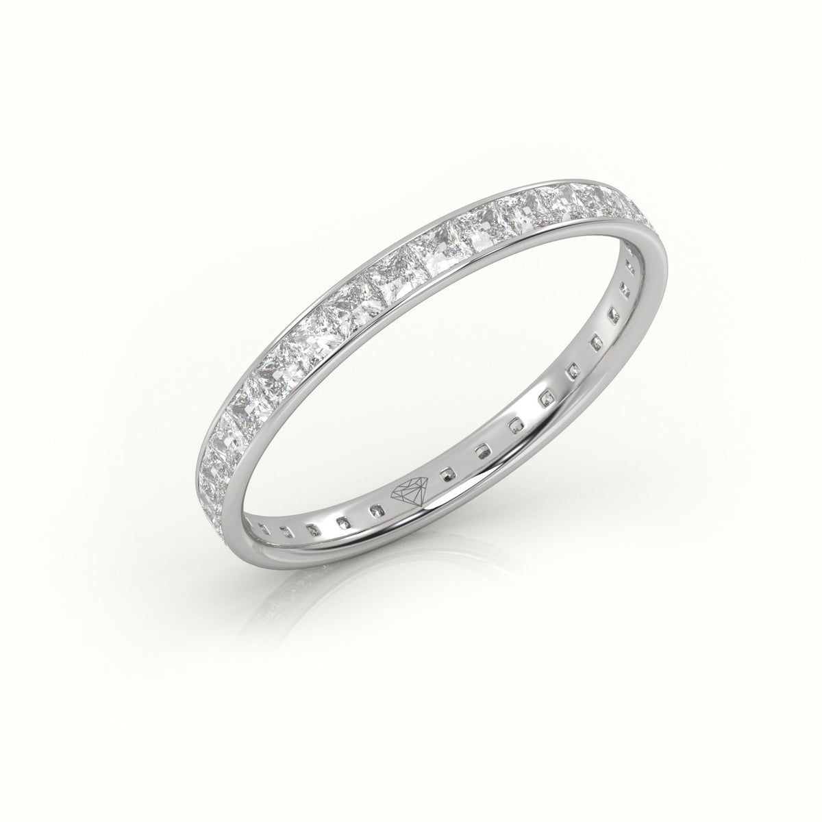 Princess Cut Diamond Channel Setting Eternity Wedding Band — White Gold