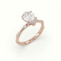 Pear Diamond Side Stone Engagement Ring — Rose Gold