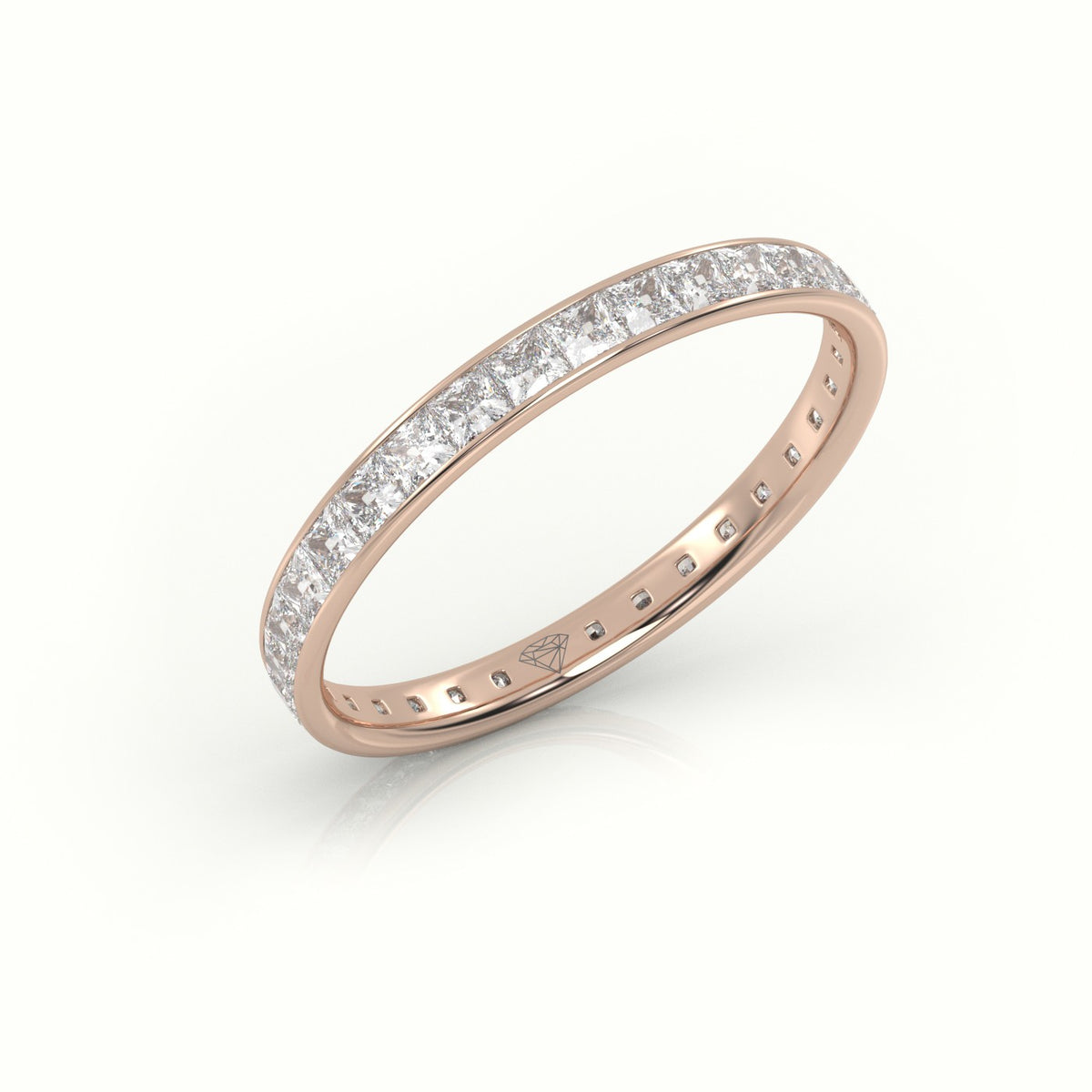 Princess Cut Diamond Channel Setting Eternity Wedding Band — Rose Gold