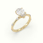 Pear Diamond Side Stone Engagement Ring — Yellow Gold