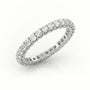 Round-Cut Diamond Scallop Setting Eternity Wedding Band — White Gold