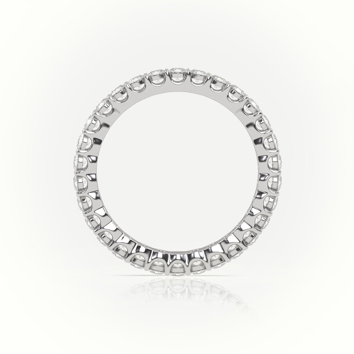 Round-Cut Diamond Scallop Setting Eternity Wedding Band — White Gold