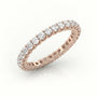 Round-Cut Diamond Scallop Setting Eternity Wedding Band — Rose Gold