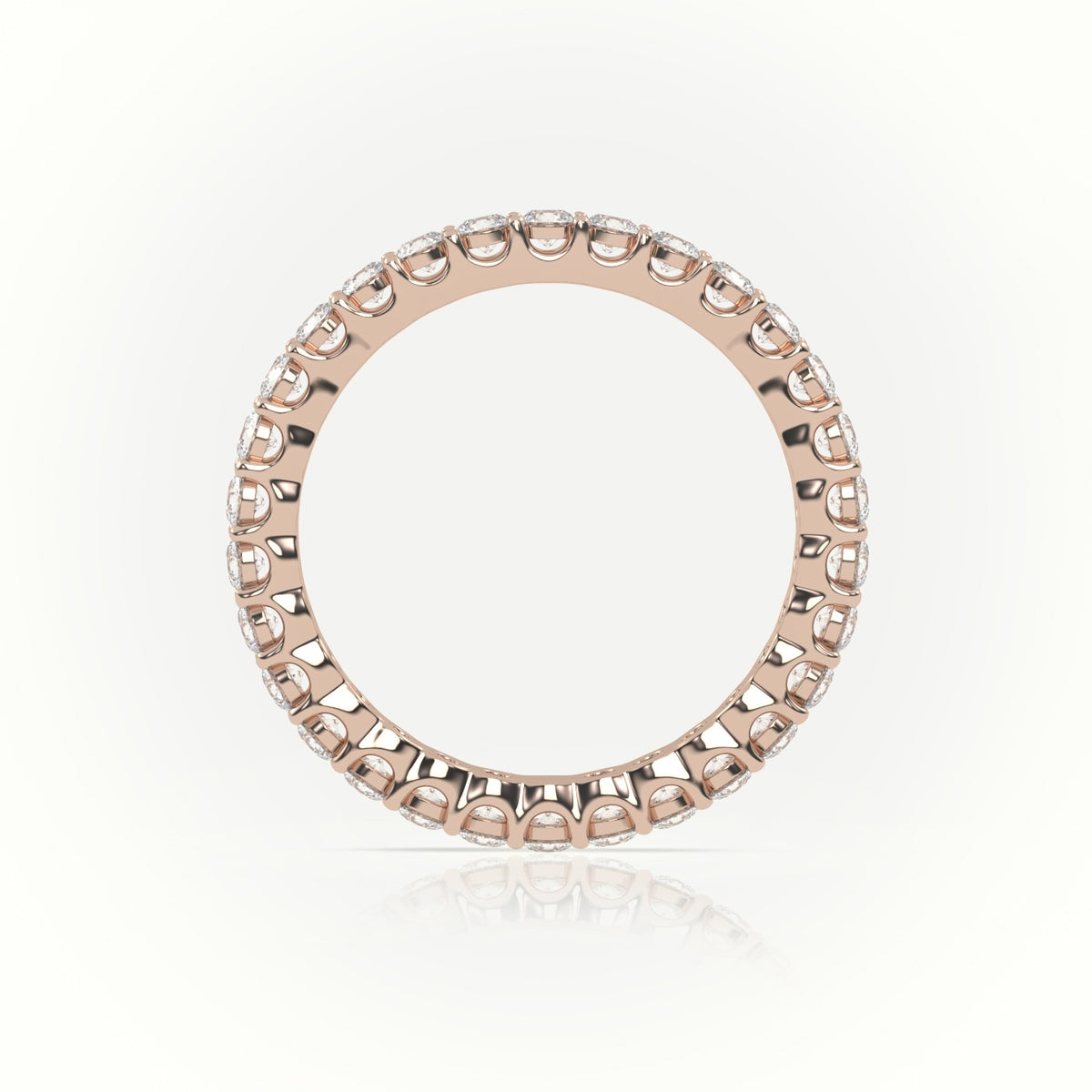 Round-Cut Diamond Scallop Setting Eternity Wedding Band — Rose Gold
