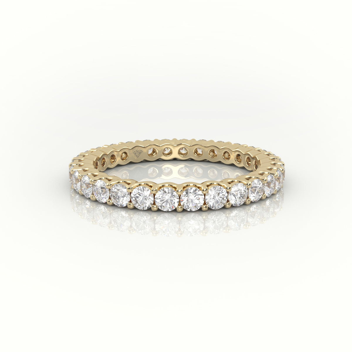 Round-Cut Diamond Scallop Setting Eternity Wedding Band — Yellow Gold