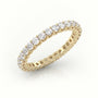 Round-Cut Diamond Scallop Setting Eternity Wedding Band — Yellow Gold