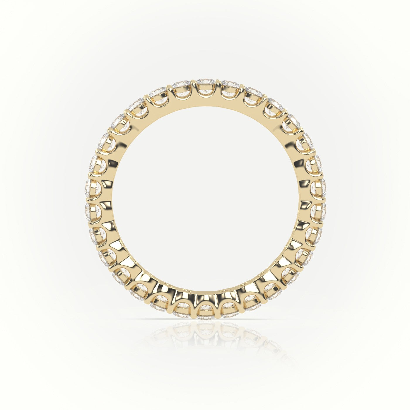 Round-Cut Diamond Scallop Setting Eternity Wedding Band — Yellow Gold