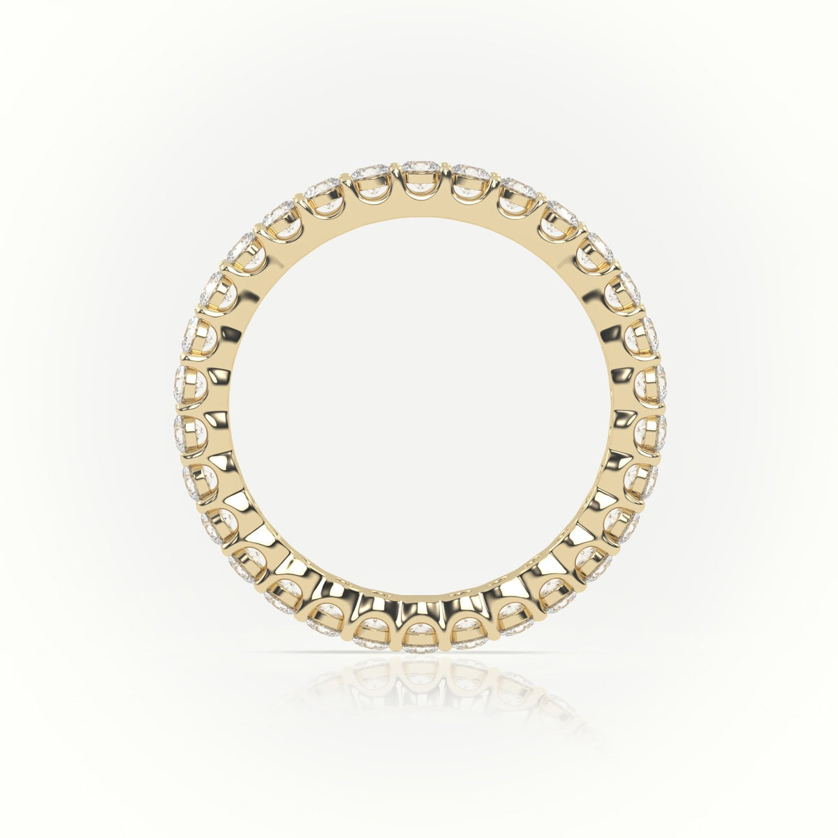 Round-Cut Diamond Scallop Setting Eternity Wedding Band — Yellow Gold