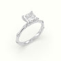Princess Diamond Side Stone Engagement Ring — White Gold