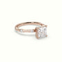 Princess Diamond Side Stone Engagement Ring — Rose Gold