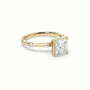 Princess Diamond Side Stone Engagement Ring — Yellow Gold