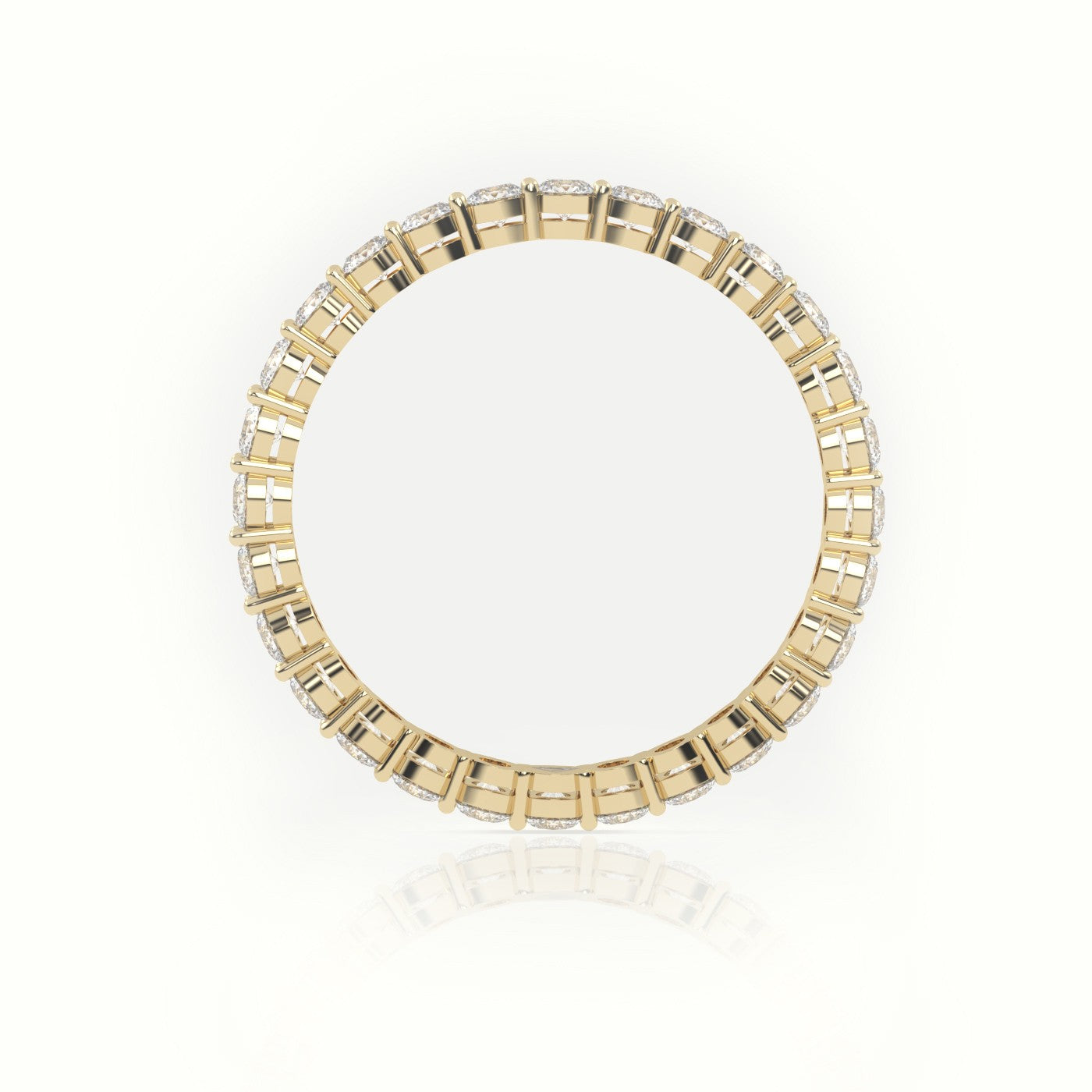 Round Cut Diamond Shared Prongs Eternity Wedding Band — Yellow Gold