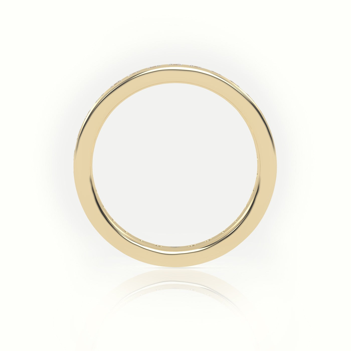 Round Cut Diamond Channel Setting Eternity Wedding Band — Yellow Gold