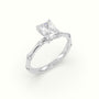 Radiant Diamond Side Stone Engagement Ring — White Gold