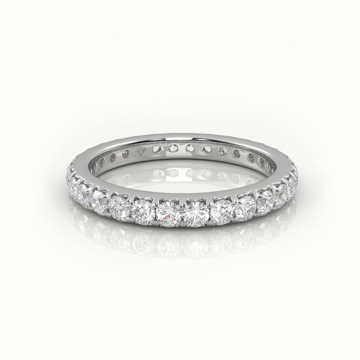 Round Cut Pave Setting Eternity Wedding Band — White Gold
