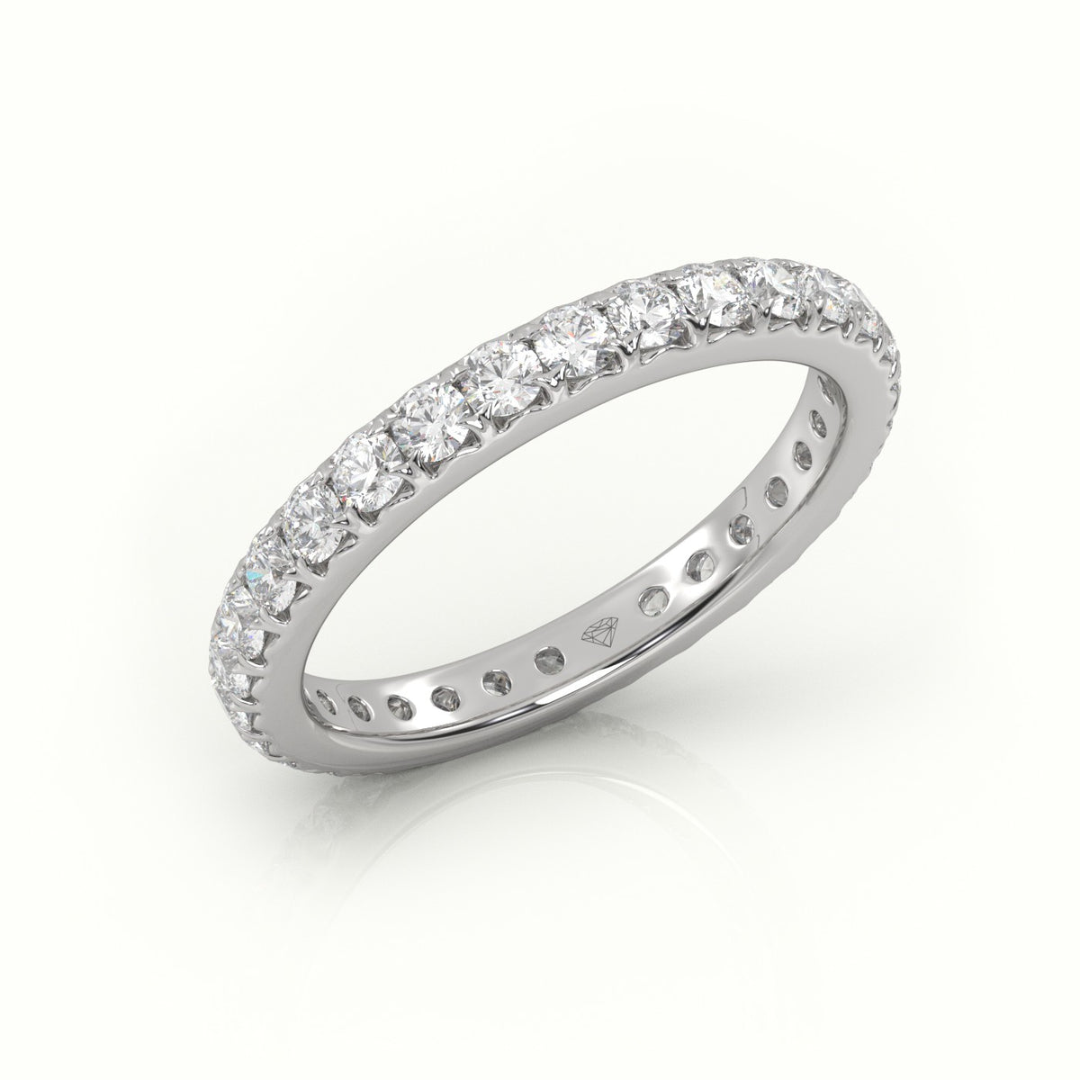 Round Cut Pave Setting Eternity Wedding Band — White Gold