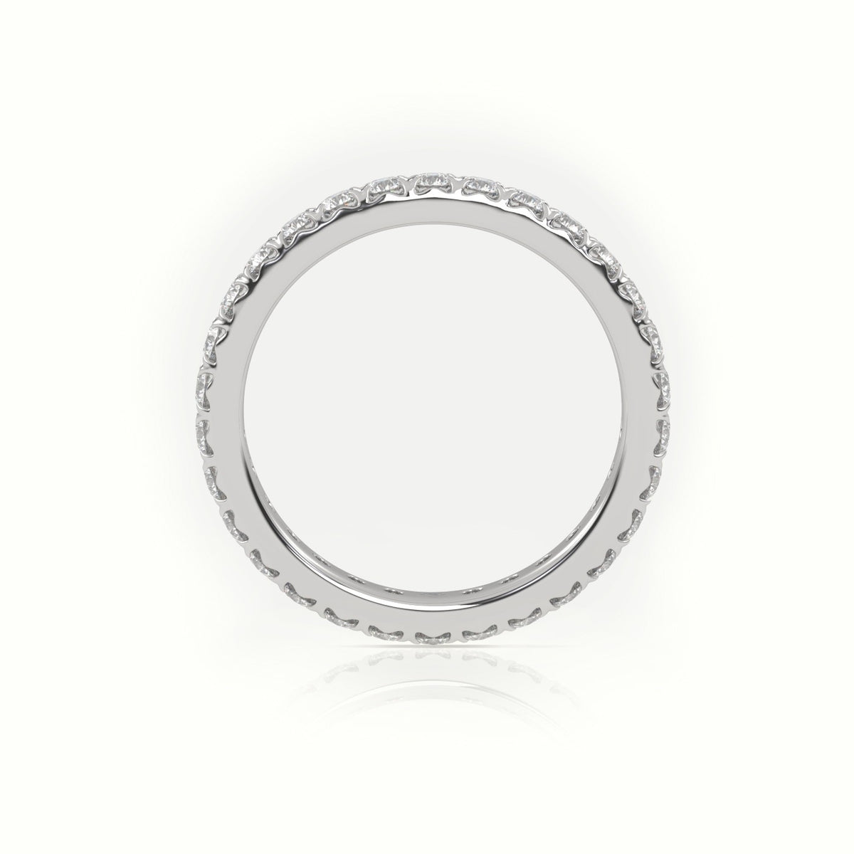 Round Cut Pave Setting Eternity Wedding Band — White Gold