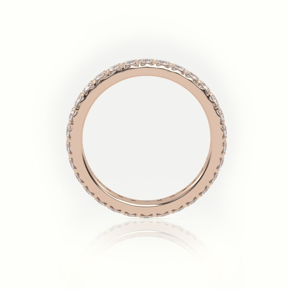 Round Cut Pave Setting Eternity Wedding Band — Rose Gold