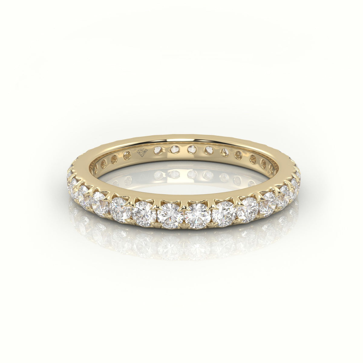 Round Cut Pave Setting Eternity Wedding Band — Yellow Gold