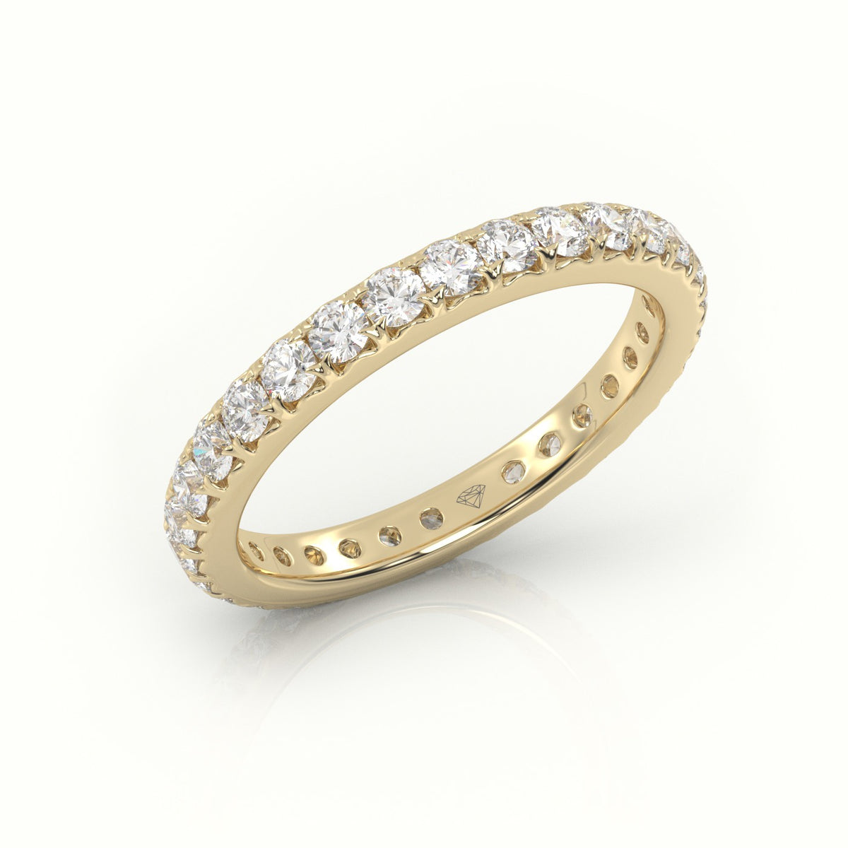 Round Cut Pave Setting Eternity Wedding Band — Yellow Gold