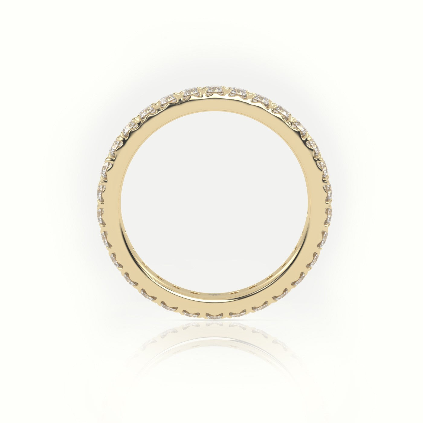 Round Cut Pave Setting Eternity Wedding Band — Yellow Gold