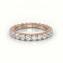Round Cut Diamond Low Dome Basket Eternity Wedding Band — Rose Gold