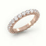 Round Cut Diamond Low Dome Basket Eternity Wedding Band — Rose Gold