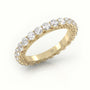 Round Cut Diamond Low Dome Basket Eternity Wedding Band — Yellow Gold