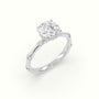 Round Diamond Side Stone Engagement Ring — White Gold