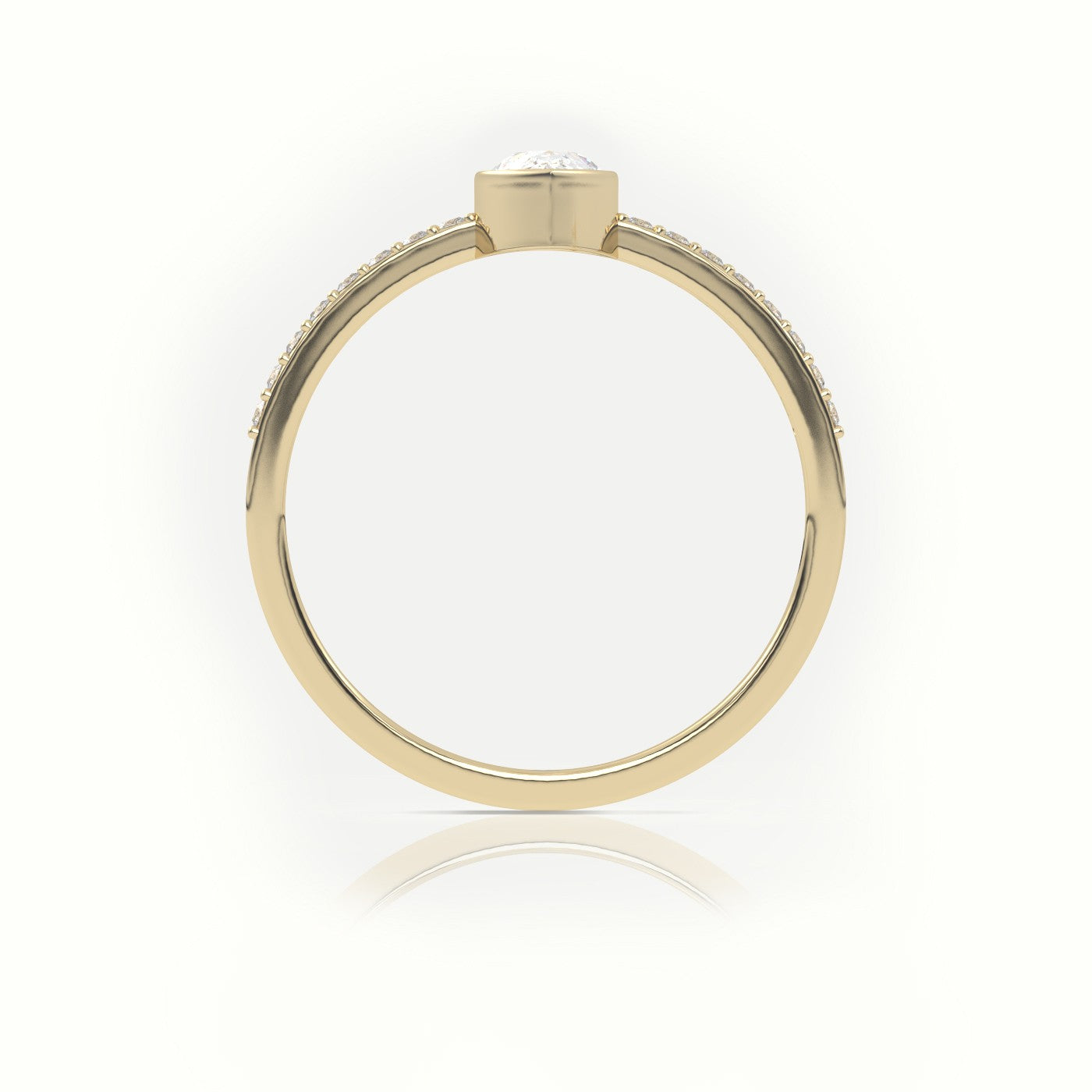 Pear Cut Diamond Channel Setting Engagement Ring — Yellow Gold