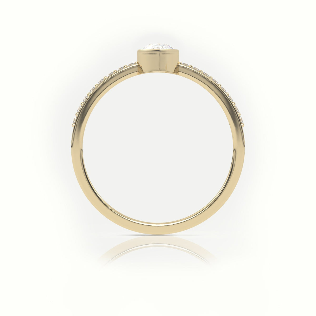 Pear Cut Diamond Channel Setting Engagement Ring — Yellow Gold