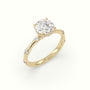 Round Diamond Side Stone Engagement Ring — Yellow Gold