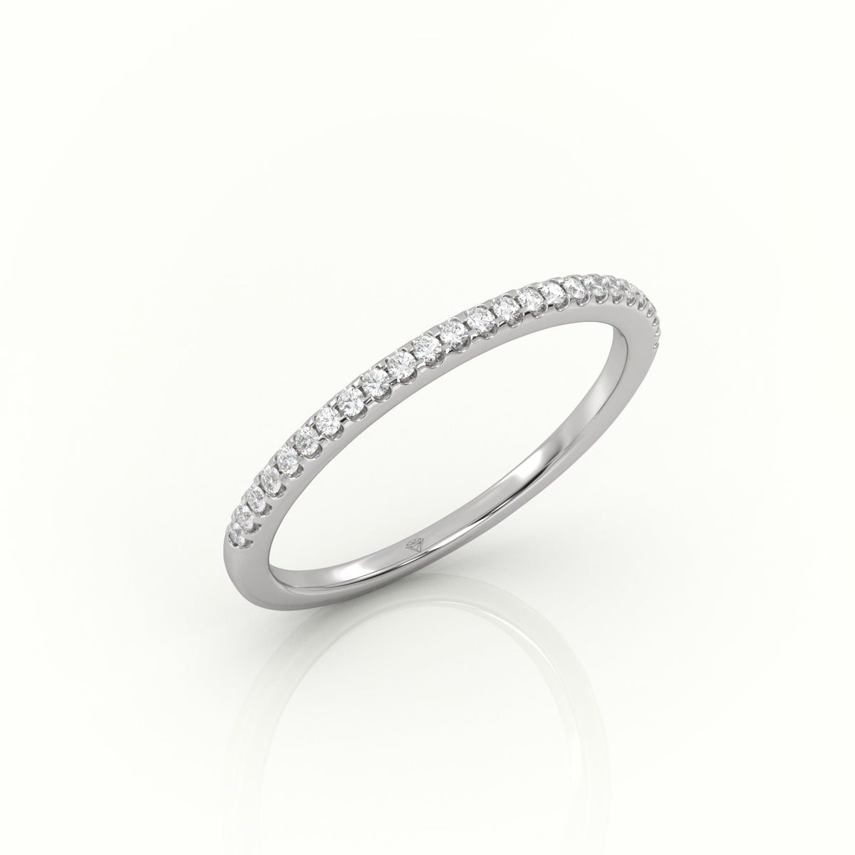 Round Cut Diamond Scallop Set Half Eternity Band — White Gold