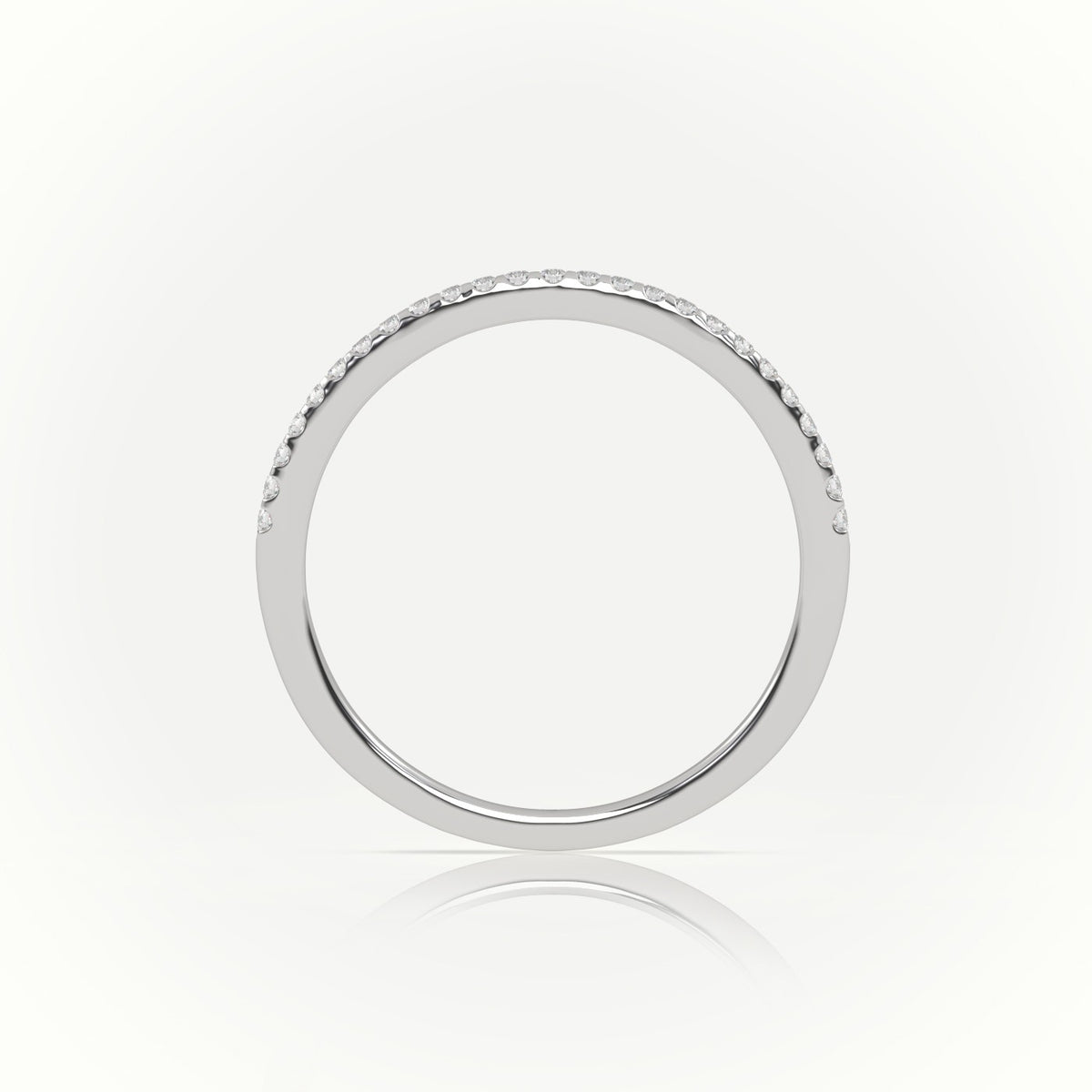 Round Cut Diamond Scallop Set Half Eternity Band — White Gold