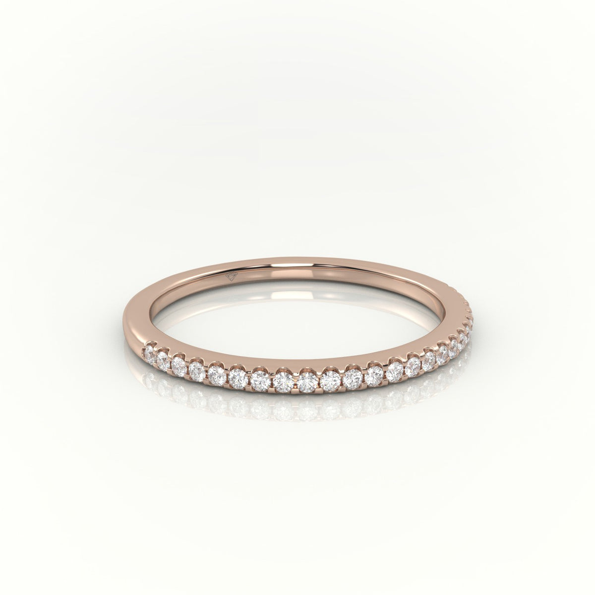 Round Cut Diamond Scallop Set Half Eternity Band — Rose Gold