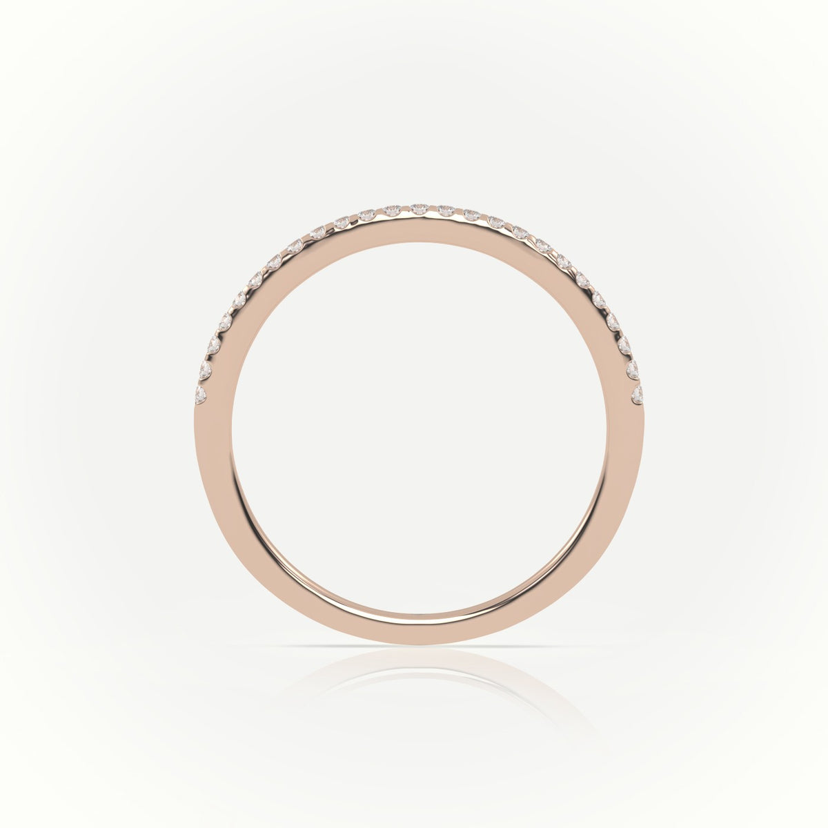 Round Cut Diamond Scallop Set Half Eternity Band — Rose Gold