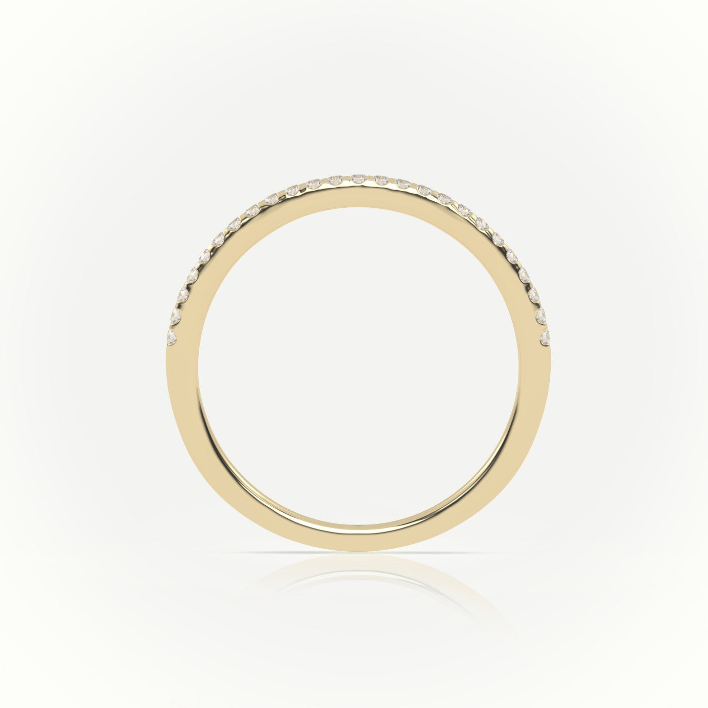 Round Cut Diamond Scallop Set Half Eternity Band — Yellow Gold