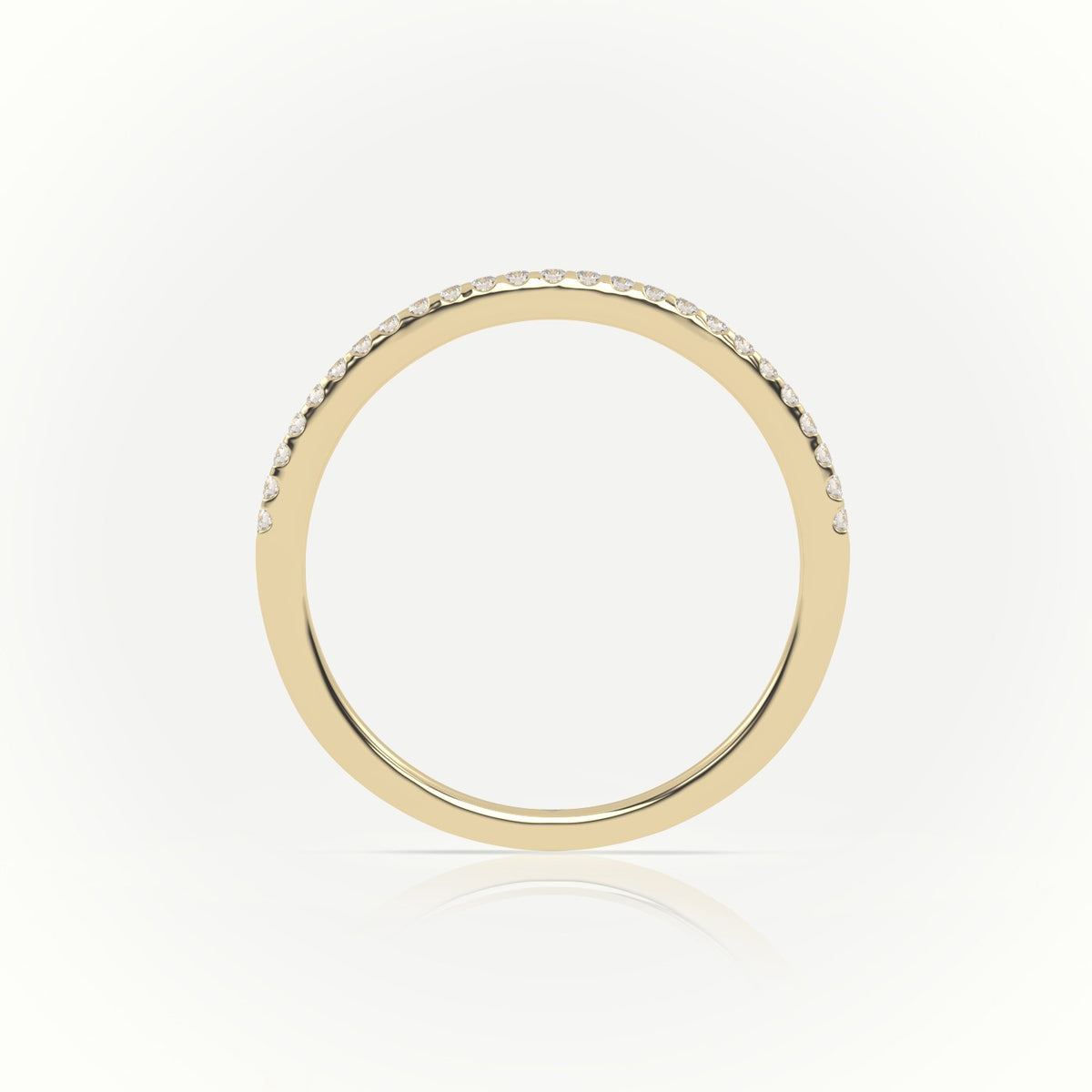 Round Cut Diamond Scallop Set Half Eternity Band — Yellow Gold