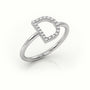 Round Cut Diamonds “D” Initials Monogram Alphabet Ring — White Gold