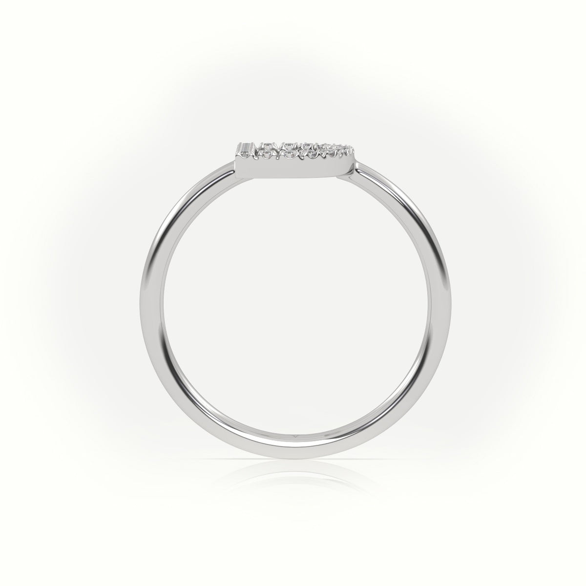 Round Cut Diamonds “D” Initials Monogram Alphabet Ring — White Gold