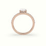 Oval Diamond Solitaire Curved Pavé Engagement Ring — Rose Gold