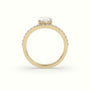 Oval Diamond Solitaire Curved Pavé Engagement Ring — Yellow Gold