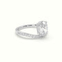 Oval Diamond Solitaire Curved Pavé Engagement Ring — White Gold