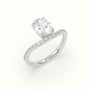 Oval Diamond Solitaire Curved Pavé Engagement Ring — White Gold