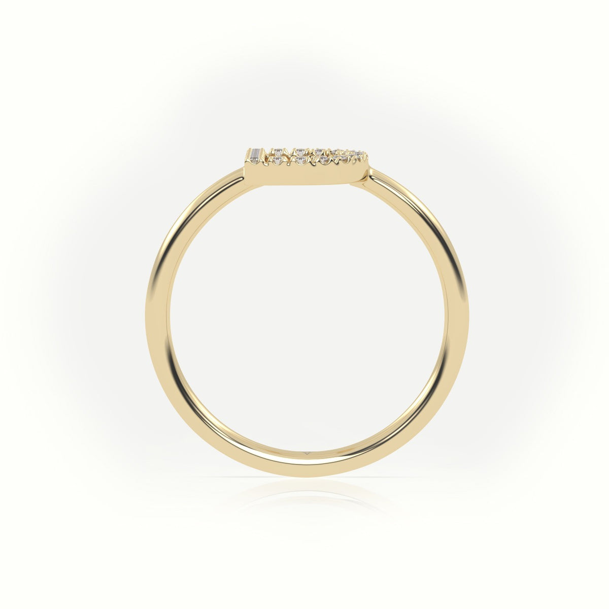 Round Cut Diamonds “D” Initials Monogram Alphabet Ring — Yellow Gold